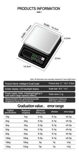 Báscula De Cocina Impermeable Usb De Alta Precisión Conteo