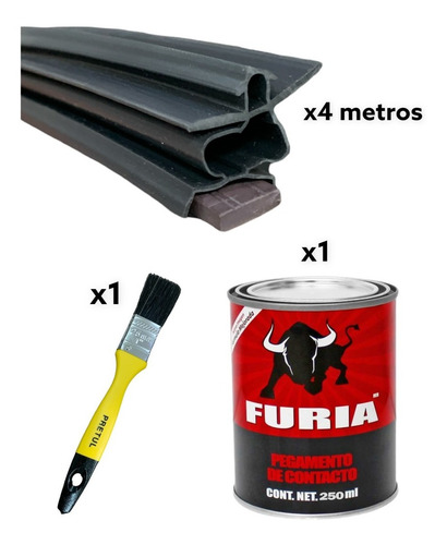 Imagen 2 de 10 de Kit 4m Empaque Refrig. Ceja Arpon C/iman 9.3 Adhesivo Brocha