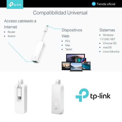 Imagen 6 de 10 de Tp-link, Adaptador De Red Usb C A Ethernet Gigabit, Ue300c