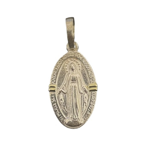 Dije Medalla Virgen Milagrosa Plata 925 Y Oro 