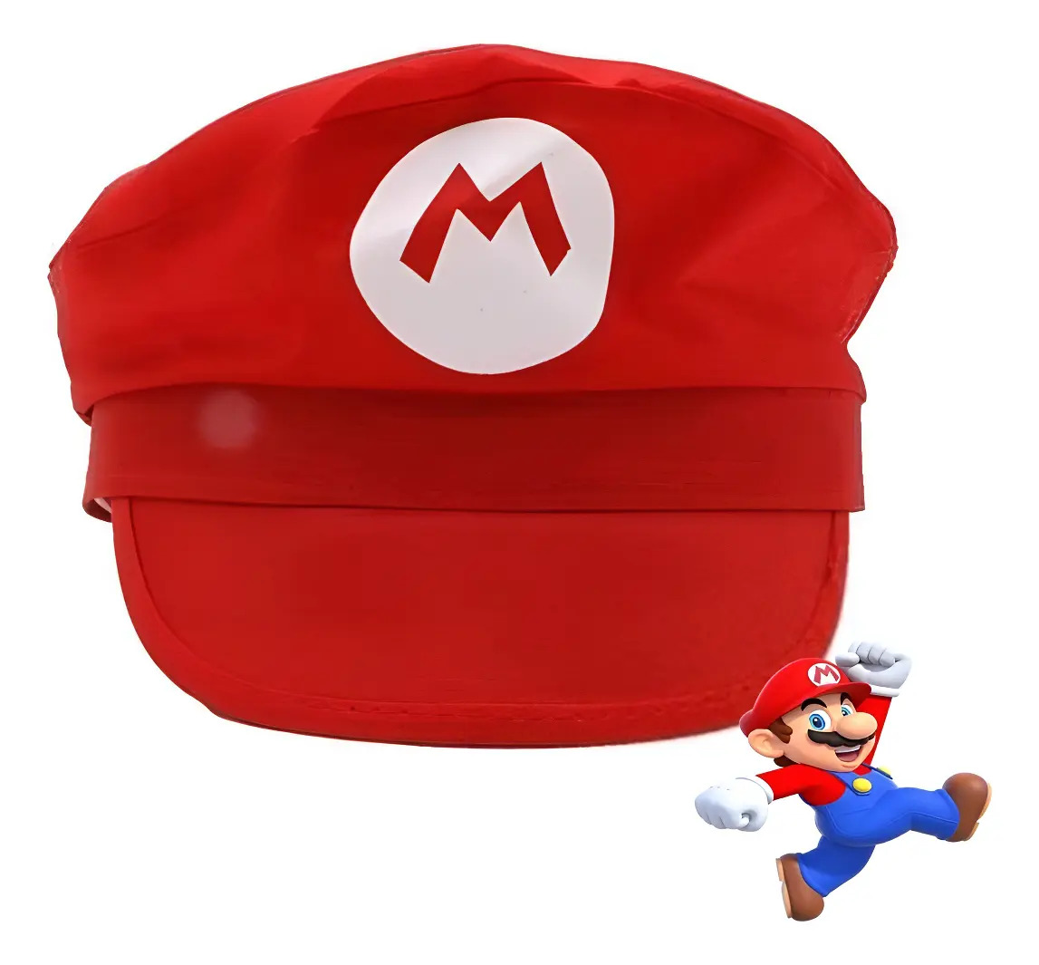 Chapéu Super Mario Bros Quepe Cosplay Jogo Festa Fantasia Cor Vermelho