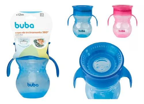 Copo de Treinamento 360 Bebê - com Alça - 270ml - Azul - Buba