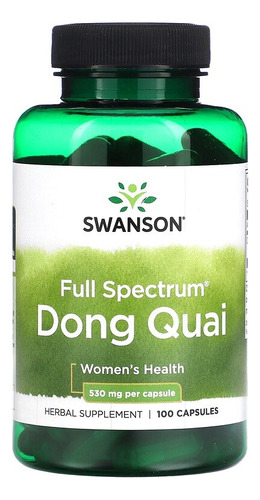 Dong Quai De Espectro Completo 530 Mg 100 Cápsulas Swanson Sabor Sem sabor