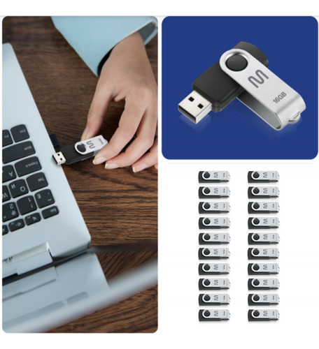 Kit Pen Drive Twist 16gb 20 Unidades Preto Multi - Pd588k Pendrive