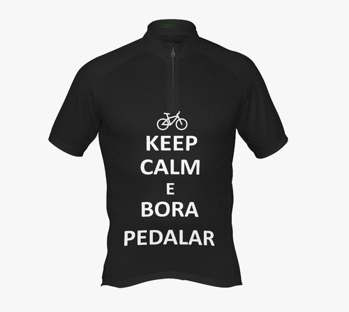 Camisa Bike Tour Keep Calm E Bora Pedalar Preta Ciclismo