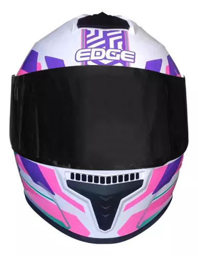 Casco Moto Edge Frankie Hexa Integral Mujer Dot Color Blanco/Rosa Talla  L-(59-60