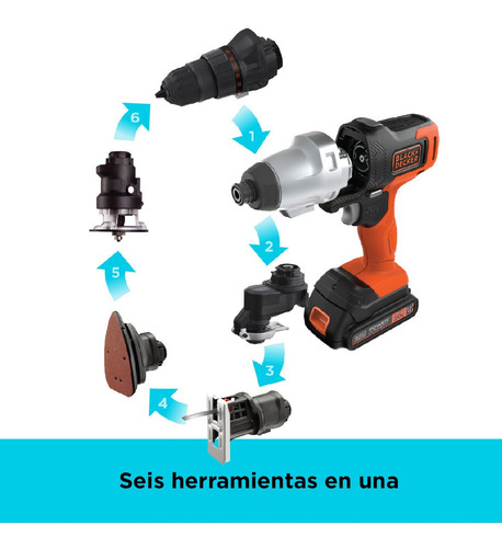 Taladro Inalámbrico 20v Black+decker Matrix Mtx20k6a Naranja