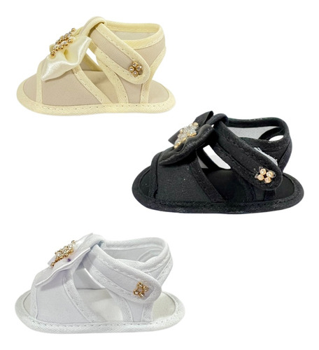 Sapatinho Bebê Sandália Chinelo Bebê Menina Kit 3 Pares 