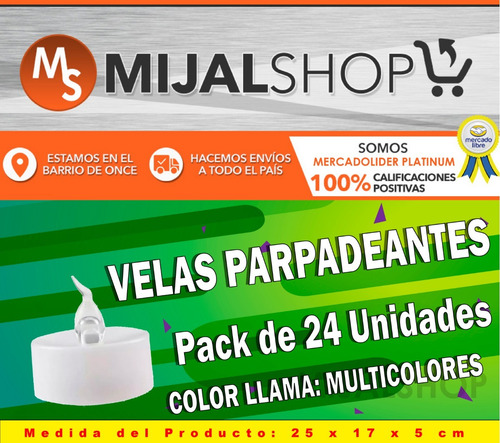 Velas Led Luz Multicolor 4 Cm Caja X 24 Unid Parpadeantes