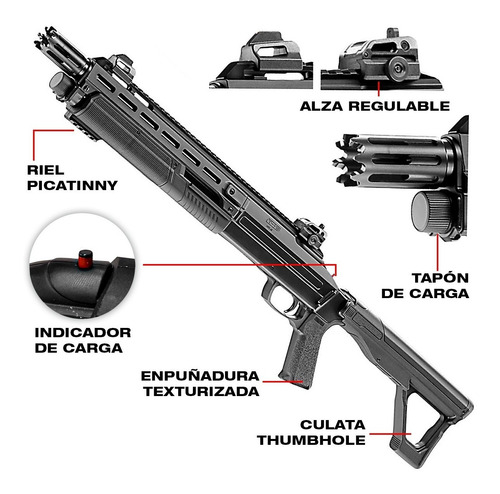 Imagen 3 de 10 de Escopeta Disuasiva Umarex Hdx .68 Adaptada Drago
