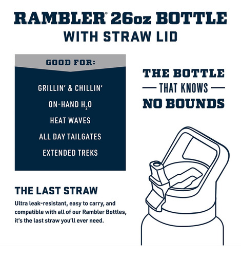 Botella Yeti Rambler Con Aislamiento Al Vacío De 770 Ml Con