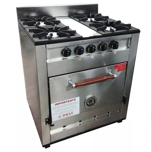 Imagen 4 de 5 de Cocina 4 Hornallas Pevi Industrial 70 Cm + Campana Conica