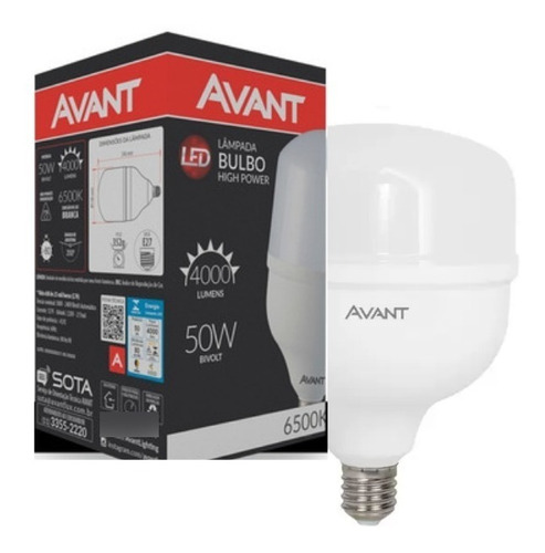 Imagem 2 de 8 de Lâmpada Led Bulbo 50w Avant Branca 6500k Alta Potência