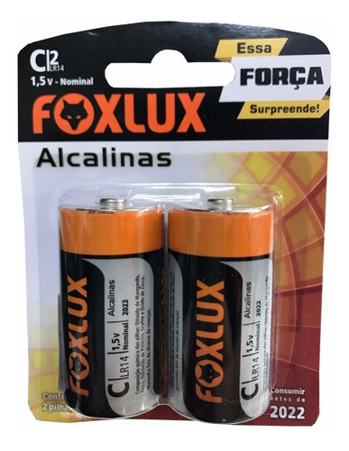 Pilhas Foxlux Média Lr14 Alcalina C2 1.5v 2 Unidades
