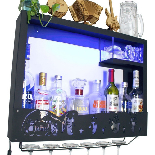 Imagen 2 de 10 de Cantina Beatles Cava Cantinera Moderna Led Repisa Porta Vinos Regalo Original Novia Novio Beatlemania Pelicula Yesterday