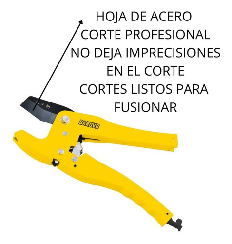 Imagen 3 de 10 de Corta Caño Tijera Tubo Pvc Termofusión 42 Mm Barovo Plomero