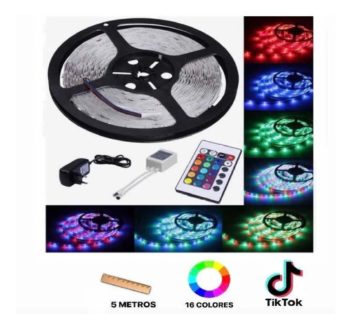 Cinta Luces Tira 300 Led 5 Metro Rgb Multicolor Con Control 