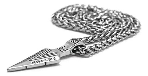 Bavipower Runic Odins Gungnir Collar Con Colgante De Cabeza