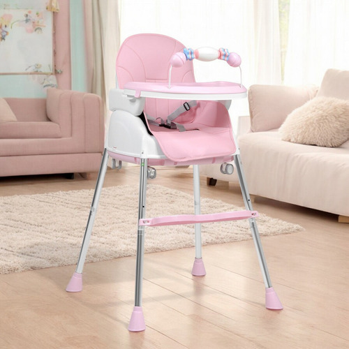 Silla Alta Periquera 3 En 1 Bebe Ajustable Comer Rosa Periquera Rosa