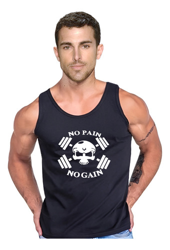 Polera No Pain No Gain Skull Tank Gym Gimnasio Crossfit Swag