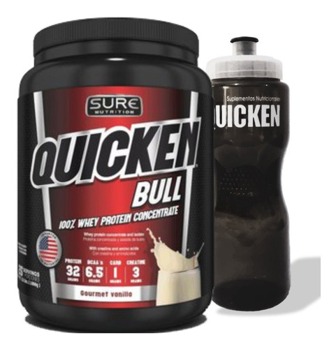 Whey Protein Quicken Bull Vainilla 1000g Shaker Proteína