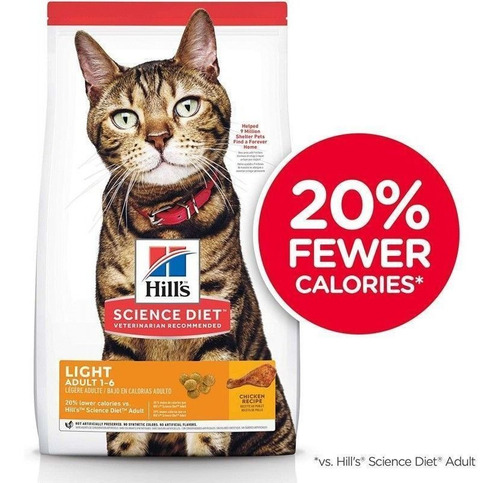 Alimento Hills Adultos 1-6 Light 4lb Gatos