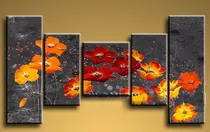 Comprar Cuadros Tripticos Modernos Florales Pintados A Mano Stabile