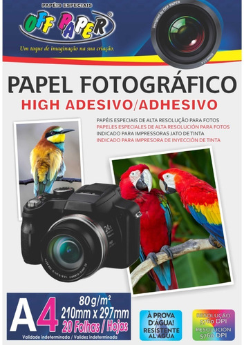 Papel Fotográfico Adesivo High Glossy 80g Off Paper Cor Bran