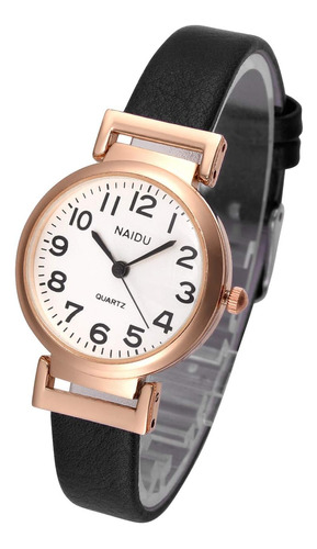 Top Plaza Reloj De Pulsera Analógico De Cuero Negro Clásico 