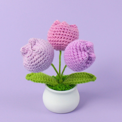 . Ramo De Tulipanes De Ganchillo Hecho A Mano Regalo 1pc