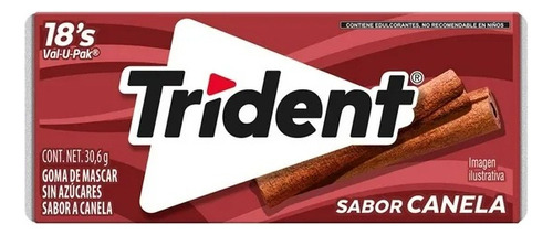 Goma De Mascar Trident Sin Azúcar Sabor Canela 18 Pzas