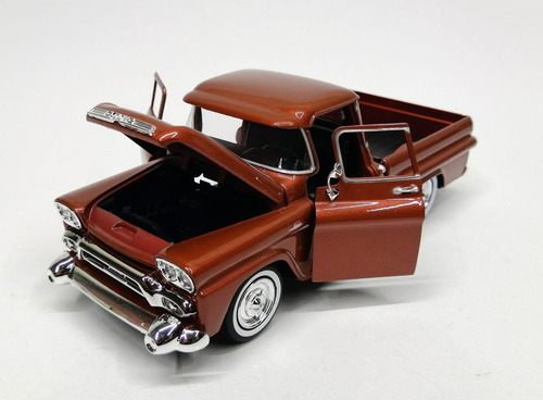 Gmc 100 1958 Fleetside Motormax Diecast Escala 1:24 Color Café