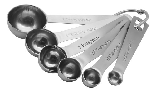 Juego De Cucharas Medidoras De Metal De Acero Inoxidable, 6