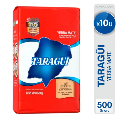 Yerba Mate Taragui Original 4 Flex Libre Gluten Pack X10 Un