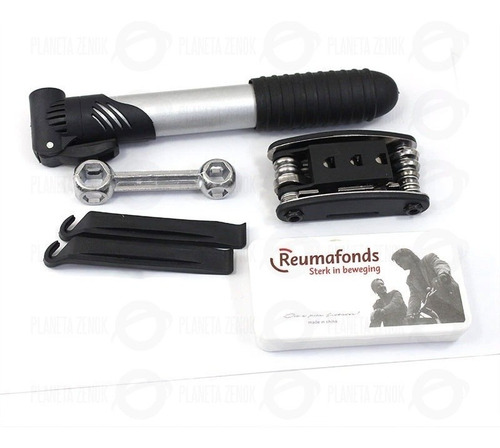 Imagen 2 de 6 de Kit Bicicleta Inflador Herramientas Parche Ciclismo Motoscba