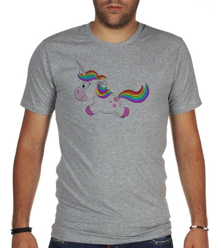 Remera De Hombre Unicornio Saltando Feliz M2