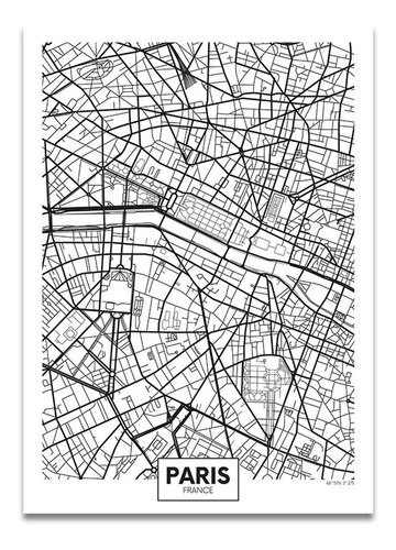 Cuadros Decorativos Mapas Ciudades Marco De Madera 50x70cm