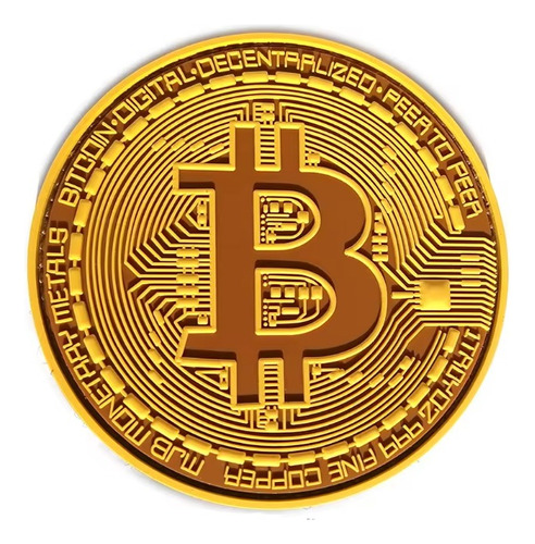 Moneda Fisica Bitcoin Brillante Decorativa Btc Crypto