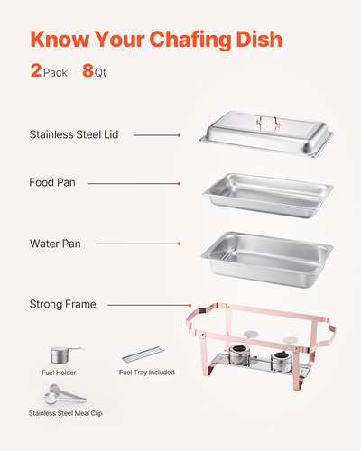 Juego De Platos Para Buffet Hafing Dish Vevor, 8 Litros, 2 U
