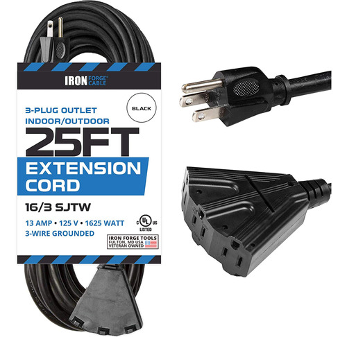 Cable De Extensin Para Exteriores De 25 Pies Con 3 Tomas De