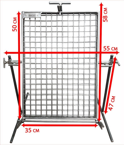 Imagen 2 de 10 de Parrilla Asador Portátil 35x50cm Malla Premium - Brasas®