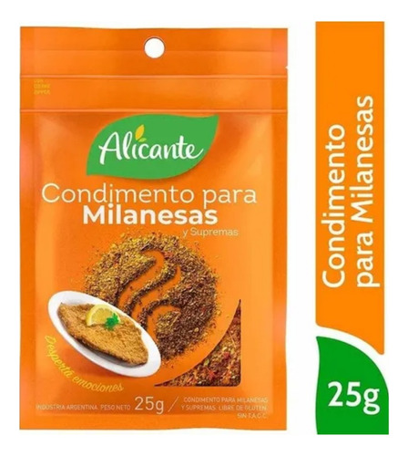 Condimento Para Milanesas Alicante 25grs Pack 12 Unid