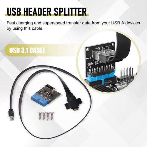 Cable De Extensión Del Cabezal Del Panel Frontal Usb 3.1 C D