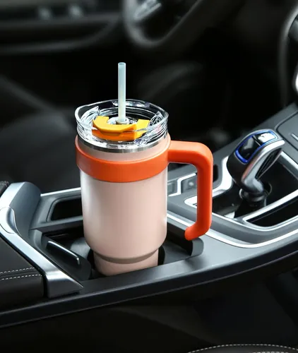 - Vaso De 40 Onzas Asa, Vaso Aislado Tapa Y Popote, Jar...
