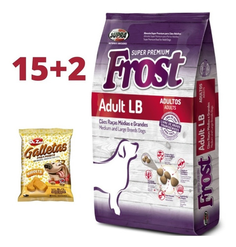 Ración Comida Frost Adulto Lb Perro 15+2 Kilos +snack