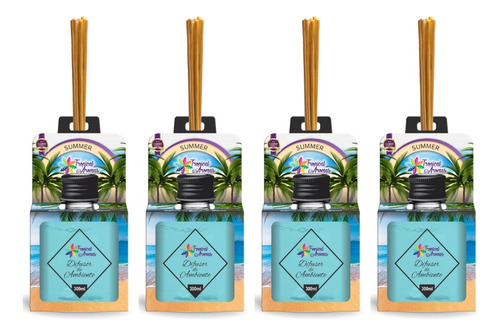 4 Unid. Difusor De Ambientes 300ml Tropical Aromas Summer