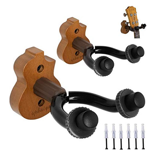 Ukulele Wall Mount Hanger Stand 2pack Wooden Fits Mando...