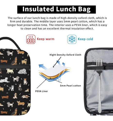 Bolsa De Almuerzo Oplp Con Diseno De Perros Lindos, Para ...