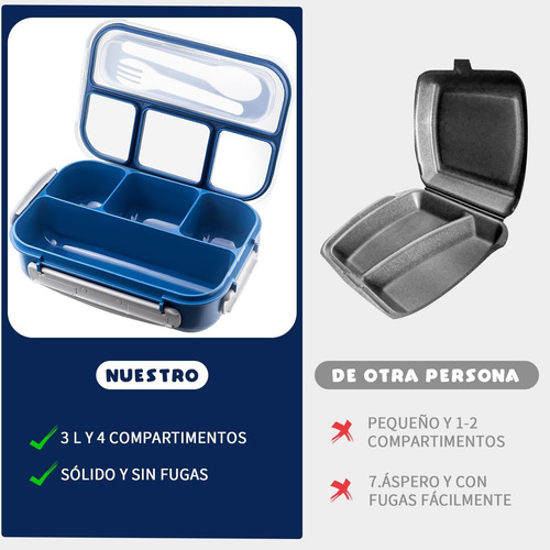 Fiambrera Bento Box Para Niños Y Adultos 4 Compartimentos