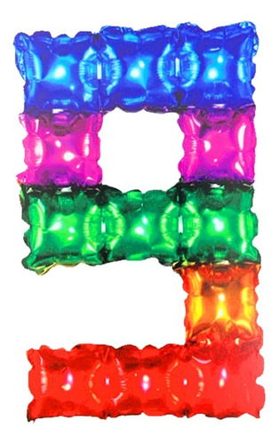 Globo Metalizado Multicolor Pixel 16 Numero 9